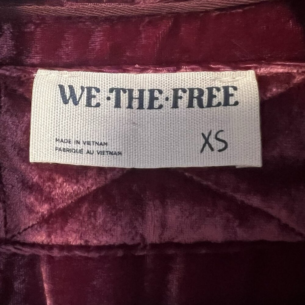 Free People We The Free Rhododendron Off Duty Velvet Shirt XS Oversized Burgundy - Picture 6 of 14